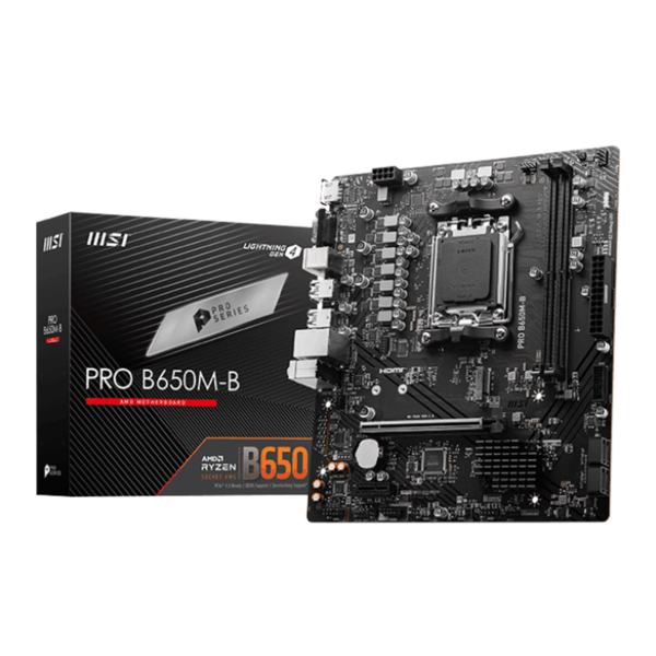 MSI PRO B650M-B DDR5 Gaming Motherboard with AMD chipset.