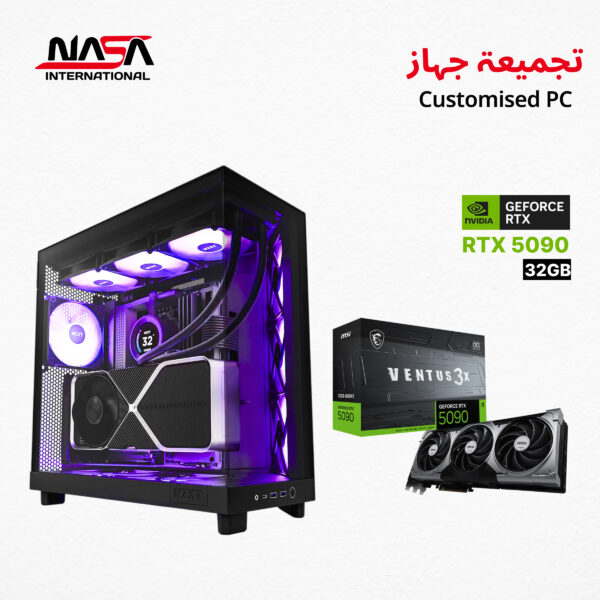 AMD Ryzen 7 9800X3D CPU, ASUS ROG X870-F Motherboard, G.Skill 32GB DDR5 RAM, WD 2TB SSD, MSI Ventus 3X RTX 5090 32GB GPU, ASUS Prime LC 360 ARGB Liquid Cooler, Corsair 1000W PSU, NZXT H6 Flow Case, and Windows 11 Pro (Licensed)