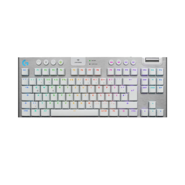 Logitech G915 X LIGHTSPEED TKL Mechanical Keyboard – Clicky Switches, Double-Shot PBT Keycaps, LIGHTSYNC RGB, Tri-Mode Connectivity, US Layout, White
