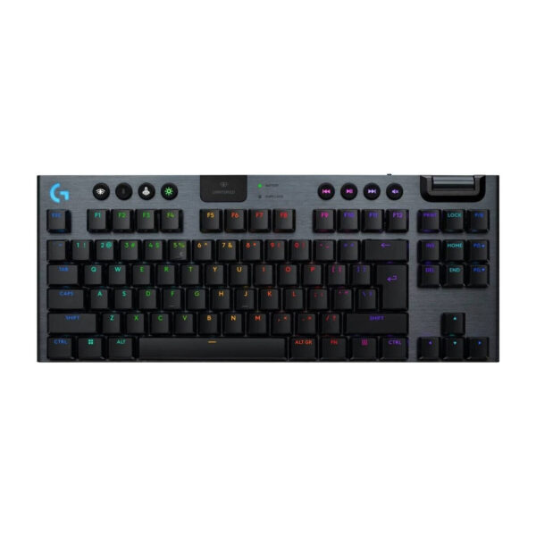 Logitech G915 X LIGHTSPEED TKL Mechanical Keyboard – Clicky Switches, Double-Shot PBT Keycaps, LIGHTSYNC RGB, Tri-Mode Connectivity, US Layout, Black
