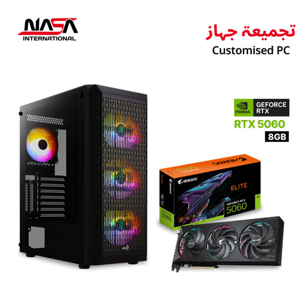 Gaming PC with Intel i5-14400F, MSI B760M Bomber WiFi, G.Skill 32GB DDR5, Kingston 1TB SSD, Gigabyte AORUS Elite RTX 5060 8GB, G PRO 240mm Liquid Cooler, G PRO 750W PSU, Aerocool Beam FRGB Mid Tower Case – Black