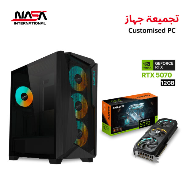 Gaming PC with Intel Core i7-12700F, Asus Prime B760M-K ARGB DDR5 motherboard, G.Skill 32GB DDR5 RAM, Kingston 1TB M.2 SSD, Gigabyte Windforce RTX 5070 8GB GPU, G PRO 360mm Liquid Cooler, G PRO 850W PSU, housed in a Gigabyte C301 V2 RGB Mid-Tower Case – Black