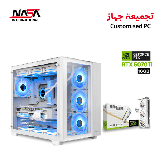 Gaming PC AMD Ryzen 7 9800X3D, ASUS ROG Strix X870-A, G.Skill 32GB DDR5 RAM, 1TB M.2 SSD, ZOTAC RTX 5070 Ti 16GB, Corsair iCUE H150i RGB Elite 360mm Liquid Cooler, GameOn 1000W PSU (White), Huntkey Apollo Max Case with 7 Fans (White).