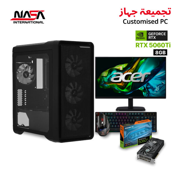 Intel i5-12400F, ASUS Prime H610M-K ARGB, G.Skill 16GB DDR5 RAM, 1TB M.2 SSD, Gigabyte Eagle RTX 5060 Ti 8GB, G PRO Air Cooler, G PRO 750W PSU, G PRO Case with 4 Fans (Black), Acer EK241 24" FHD 144Hz Gaming Monitor, IMice Keyboard & Mouse Combo.