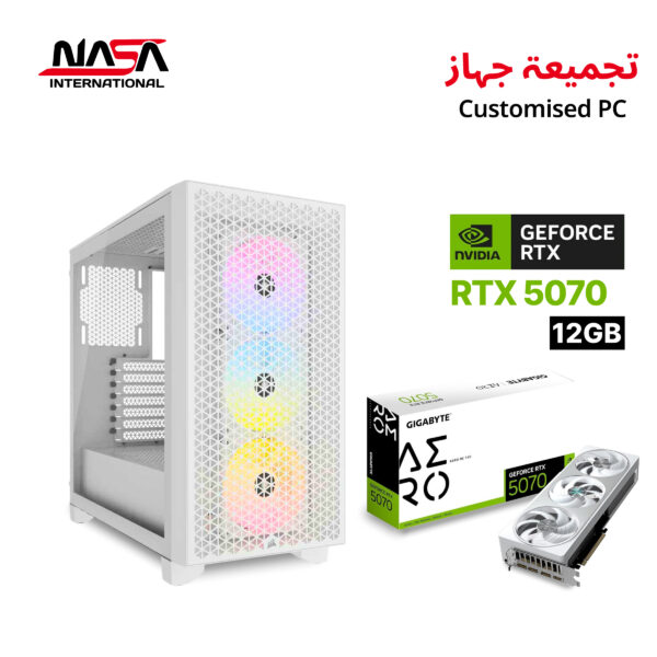 AMD Ryzen 7 9800X3D, MSI B850 Gaming Plus WiFi6E White, 32GB DDR5 RAM White, 1TB M.2 SSD, Gigabyte Aero RTX 5070 12GB White, Acer 360mm Liquid Cooler White, 850W Gold Plus PSU White, Corsair 3000D Case White