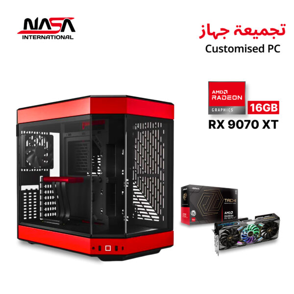 AMD Ryzen 7 9800X3D, MSI X870-E Gaming Plus WiFi, 32GB DDR5 RAM, 2TB M.2 SSD, AMD Radeon Taichi RX 9070 XT, 360mm Liquid Cooler, 850W Gold Plus PSU, HYTE Y70 Black-Red Case, ASUS TUF TR120mm Fan (1 Pack).