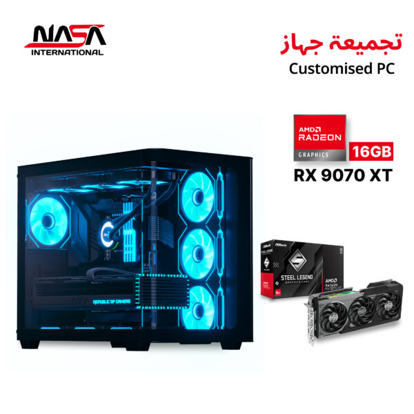 AMD Ryzen 7 9800X3D, X870-E Aorus Elite WiFi7, 32GB DDR5 RAM, 2TB M.2 SSD, AMD Radeon Steel Legend RX 9070 XT, Corsair iCUE H150i RGB Elite Liquid Cooler, 850W Gold Plus PSU, Aerocool P500C Black Case.