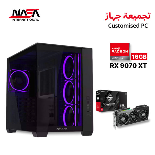 Intel Core i7-14700F • MSI B760M Bomber WiFi • 32GB DDR5 RAM • 1TB M.2 SSD • ASRock Radeon RX 9070 XT 16GB • L360mm CPU Liquid Cooler • 850W Gold PSU • ASUS A32 Black Case, Windows 11 Pro