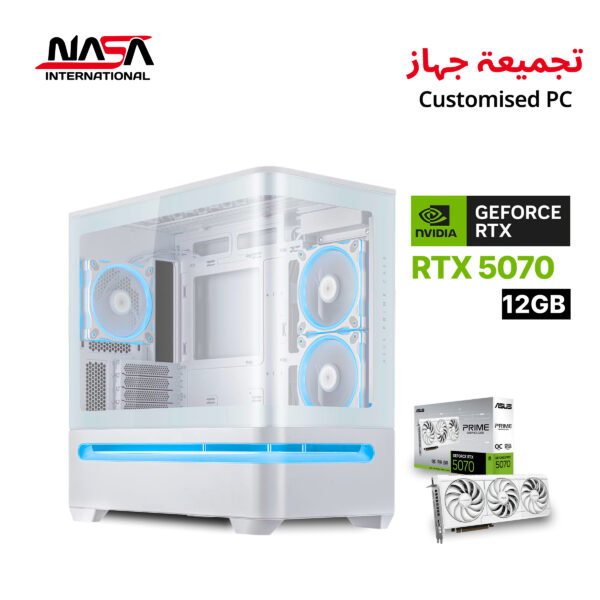 Intel Core i7-14700F, MSI B760M Bomber WiFi, 32GB RAM – White, 2TB M.2 SSD, ASUS Prime RTX 5070 12GB – White, L360 Liquid Cooler – White, 850W PSU – White, ASUS Prime P202 Case – White, Win 11 Pro