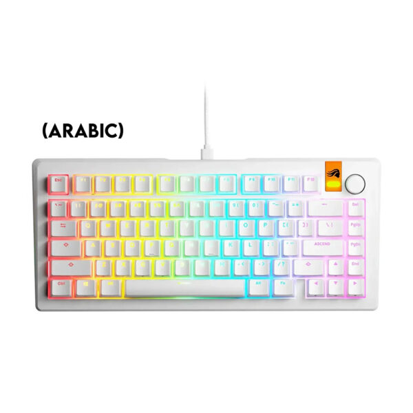 Glorious GMMK 3 HE 75% Hall Effect Mechanical Gaming Keyboard with Dual Hot-Swap Support, Glorious Fox HE Linear Magnetic Switches (Arabic) – White