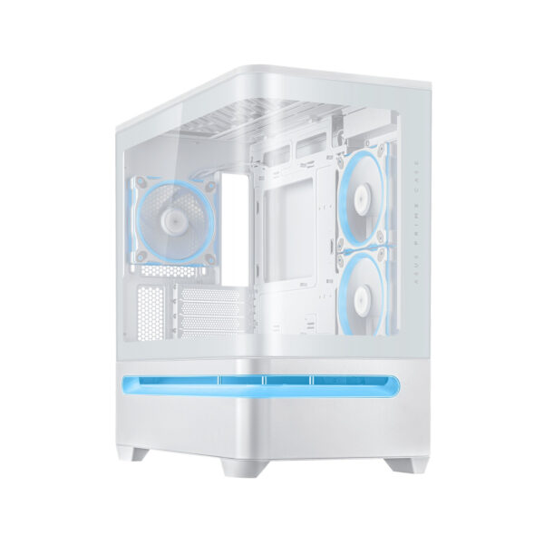 Asus Prime AP202 Mid Tower Case with Front & Left Tempered Glass Panels and 3 ARGB Fans – White