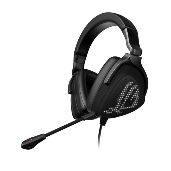 Asus ROG Delta S Animate Wired Gaming Headset with Noise-Canceling Microphone, compatible with PC, PlayStation 4/5, and Nintendo Switch.
