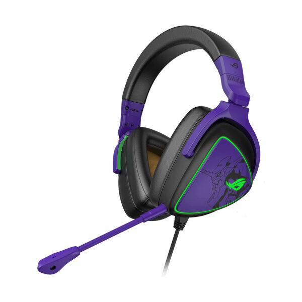 Asus ROG Delta S EVA Edition RGB Gaming Headset with Quad-DAC, Virtual 7.1, AI Noise-Canceling Microphone, USB-C Wired, compatible with PC, PS5, PS4, Nintendo Switch, and mobile devices.