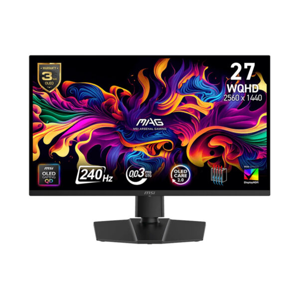 MSI MAG 273QP X24 27" QD-OLED Gaming Monitor, WQHD Resolution, 240Hz Refresh Rate, 0.03ms GTG Response Time, HDMI 2.1, Adaptive-Sync Technology.