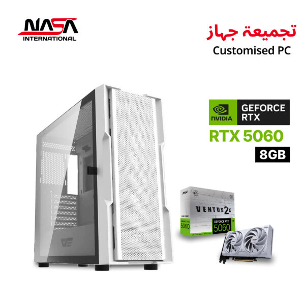 Intel Core i5-14400F, MSI B760M Bomber WiFi, 16 GB DDR5 RGB RAM, 1 TB M.2 SSD, MSI RTX Ventus 2X 5060 8 GB (White), L240 Liquid Cooler (White), 750W PSU, Darkflash DK431 Case (White), WIN 11 Pro