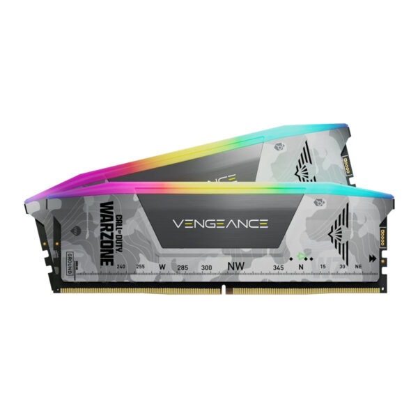 Corsair Vengeance RGB Call of Duty WarZone 32GB (2x16GB) DDR5 6000MHz CL30 Memory Kit with AMD Expo and Intel XMP Support Light Grey