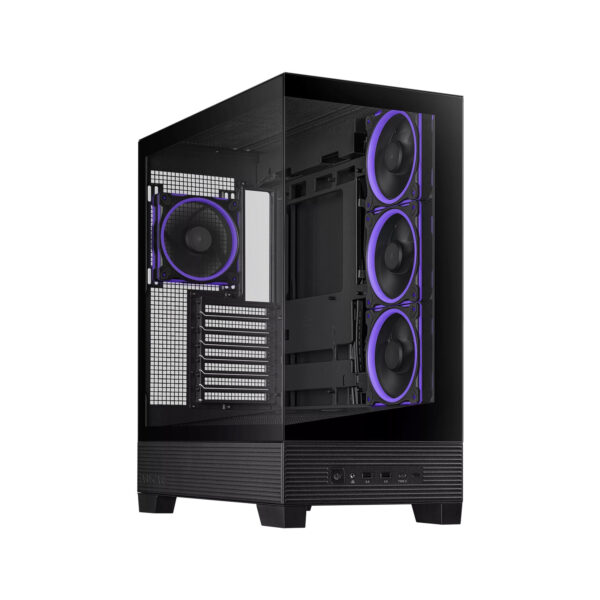 Asus A31 Plus Mid Tower Case with Front & Left Tempered Glass Panels and 4 RGB Fans – Black