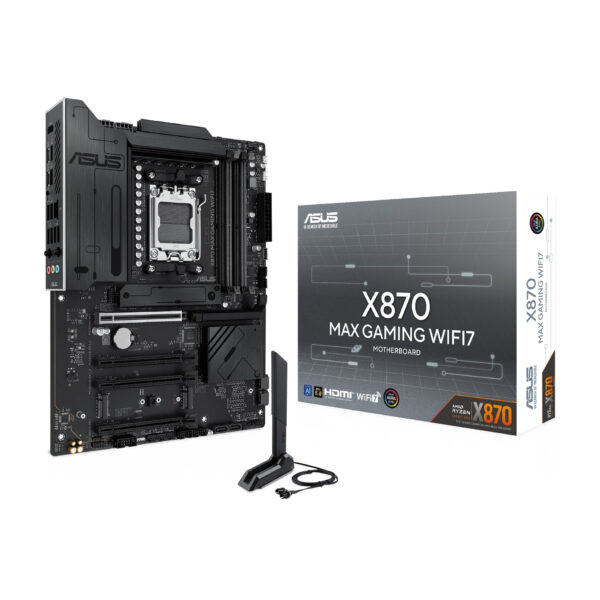 Asus X870 Max Gaming WiFi7 PCIe 5.0 AMD Ryzen Ready Gaming Motherboard – Black
