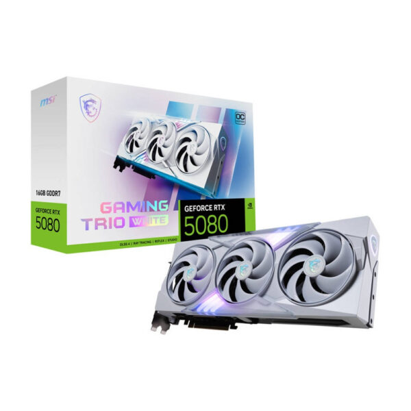 MSI GeForce RTX 5080 Gaming Trio OC Edition 16GB GDDR7 Graphics Card – White
