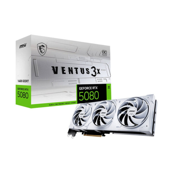 MSI GeForce RTX 5080 Ventus 3X 16GB OC Edition Graphics Card – White