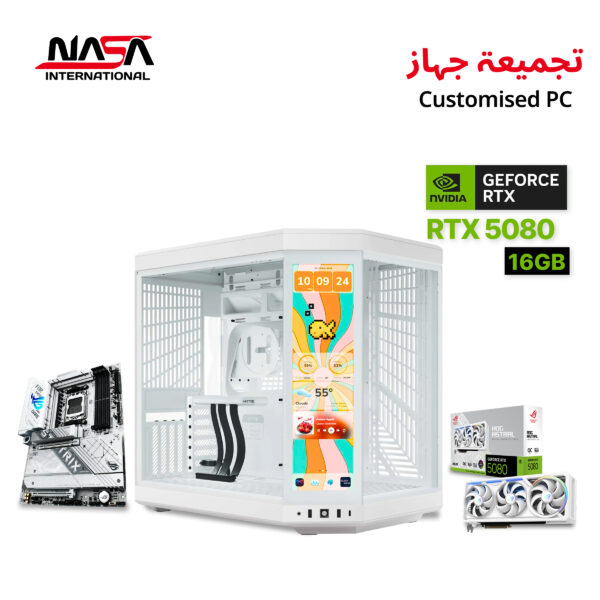 AMD R7-9800X3D, Asus ROG Strix X870-A, 32GB DDR5 (White), Samsung 990 PRO 2TB M.2 SSD, Asus ROG Astral RTX 5080 16GB (White), Asus TUF LC360 LCD Cooler (White), Asus TUF 1000W PSU (White), Hyte Y70 Touch ATX Case (White), LianLi Strimmer Cables (VGA & Motherboard), LianLi UNI Fan SL Wireless (2 Packs).