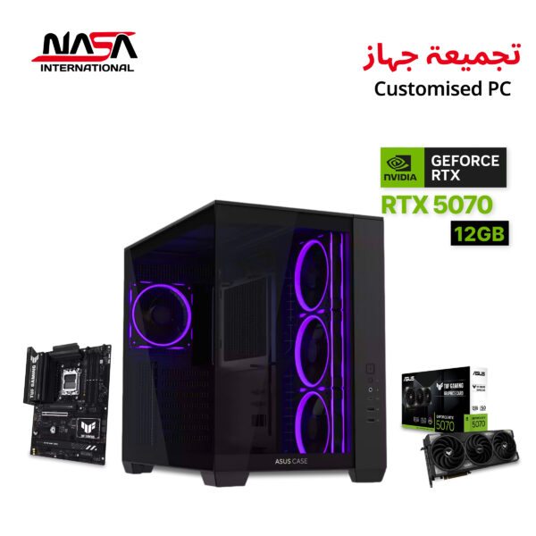 AMD R7-7800X3D, Asus TUF B850 Plus WiFi, 32GB RAM DDR5, Samsung 990 Pro 2TB M.2, Asus TUF RTX 5070 12GB, Asus Prime L360 ARGB, Asus TUF 1000W Gold PSU, Asus Prime A31 Plus Case, Windows 11 Pro.