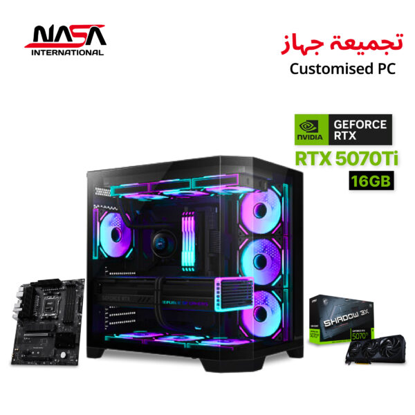 AMD Ryzen 7 9800X3D, MSI Pro B850-S WiFi6E, 32GB DDR5 RGB RAM, 2TB M.2 SSD, MSI Shadow RTX 5070 Ti 16GB, L360 CPU Cooler, 850W Gold PSU, Huntkey S970 Storm Max Case with 7 Fans, Windows 11 Pro