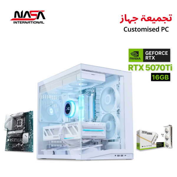 Intel Core i7-14700K, ASUS Z790-P WiFi, 32GB DDR5 RAM, 2TB M.2 SSD, RTX 5070 Ti 16GB (White), LianLi GA II Trinity 240mm Liquid Cooler (White), 850W Gold PSU (White), LianLi O11 Dynamic Mini V2 Case (White), LianLi UNI FAN TL LCD 120mm (White), Windows 11 Pro