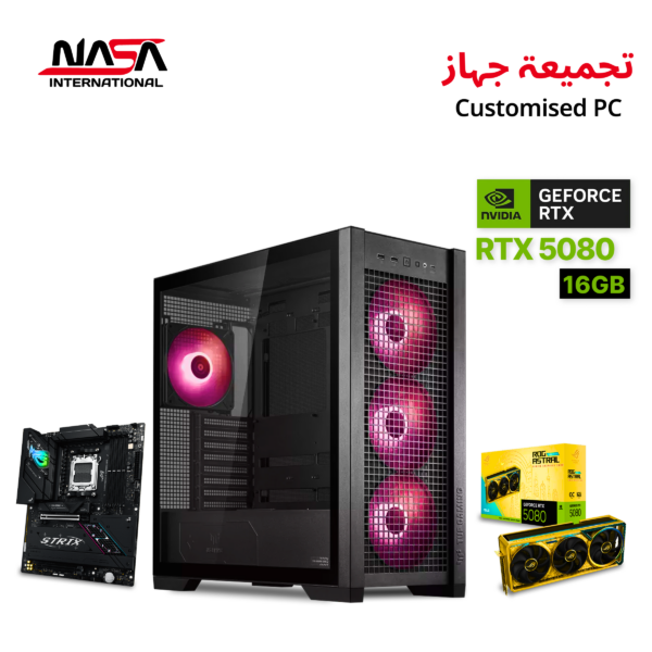 AMD Ryzen 7 9800X3D, ASUS ROG Strix B850-F, 32GB DDR5 RAM, 2TB M.2 SSD, ASUS ROG Astral RTX 5080 16GB (Dahabi), Corsair Nautilus 360 RS LCD Liquid Cooler, ASUS TUF 1200W Gold PSU, ASUS GT302 Case (Black), Lian Li Strimer Cables for VGA & Motherboard, Windows 11 Pro