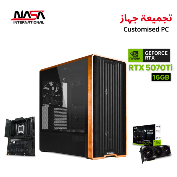 AMD Ryzen 7 9800X3D gaming PC with ASUS X870 Max Gaming WiFi7 motherboard, 32GB DDR5 RAM, 2TB M.2 SSD, ASUS TUF RTX 5070 Ti 16GB graphics, ASUS Prime 360 ARGB liquid cooler, ASUS TUF 1000W Gold PSU, Lian Li Lancool 217 case, and Windows 11 Pro licensed.