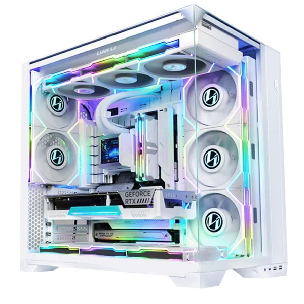 LIAN LI O11 Vision Compact ATX mid-tower gaming PC case with tempered glass panels - White