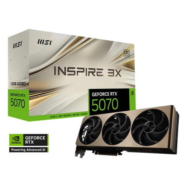 MSI GeForce RTX 5070 12GB Inspire 3X OC Graphics Card - Black/Gold