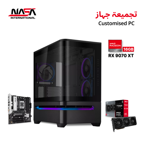 Gaming PC R7-9700X Gaming PC, Asus B850M Max Gaming WiFi, 32GB DDR5 RAM, 2TB M.2 SSD, Asus Prime RX 9070 XT 16GB, Asus Prime L360 Liquid Cooler, 850W Gold PSU, Asus Prime AP202 Black Case, Windows 11 Pro