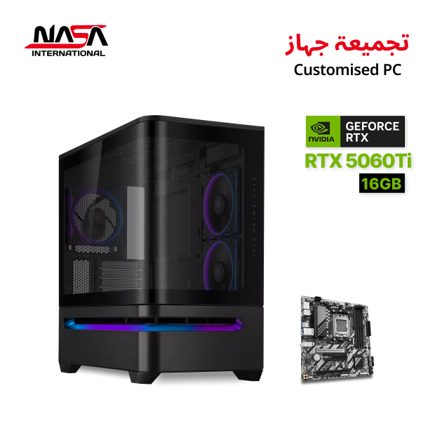 Gaming PC with Ryzen 7 9700X, Gigabyte B850 D3HP, 32GB DDR5 RAM, 1TB M.2 SSD, RTX 5060 Ti 16GB, 240mm Liquid Cooler, 850W PSU, Asus Prime AP202 Case, Windows 11 Pro.