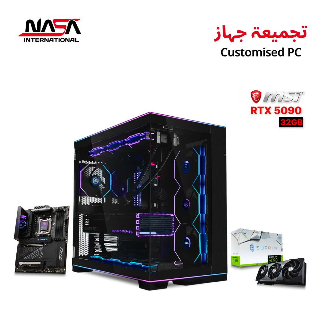 Extreme AMD gaming PC with Ryzen 7 9800X3D processor, MSI SUPRIM RTX 5090 32GB GPU, 64GB DDR5 RGB RAM and 4TB M.2 SSD.