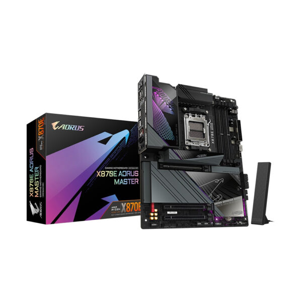 GIGABYTE X870E AORUS Master WiFi 7 AMD gaming motherboard with PCIe 5.0 and DDR5 support