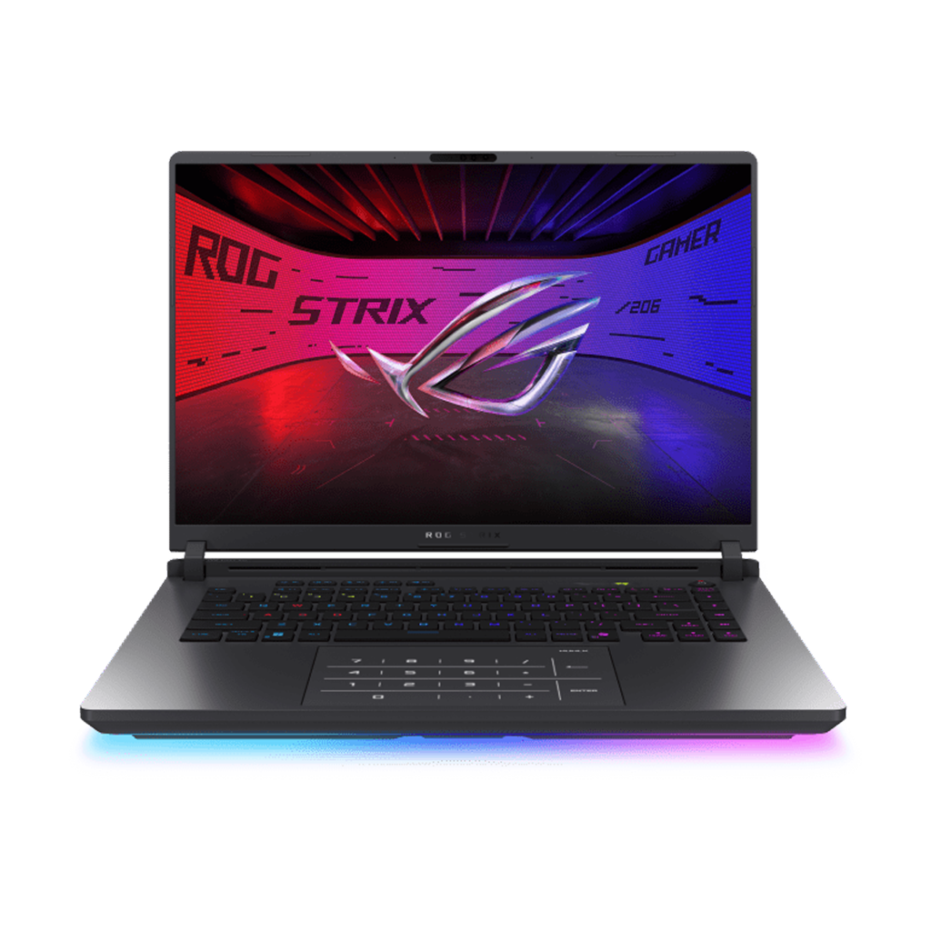ASUS ROG Strix G16 G615JMR gaming laptop with 16-inch FHD+ 165Hz display, Intel Core i7-14650HX and RTX 5060 GPU.