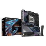 Gigabyte X870E AORUS MASTER X3D black AM5 gaming motherboard with PCIe 5.0, DDR5 memory support and advanced cooling.