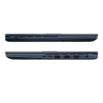 Slim side profile of ASUS Vivobook 14 laptop highlighting thin design and portability.
