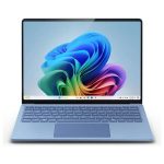 Front view of Microsoft Surface Laptop 7 13.8-inch in Sapphire, open and displaying HDR touch screen.