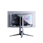 Back view of ASUS ROG Swift OLED PG27AQWP-W gaming monitor showing ports and ROG design.