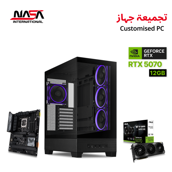 Gaming PC with Intel Core i7-14700F, ASUS TUF RTX 5070 12GB, 32GB DDR5 RAM, 1TB M.2 SSD in ASUS Prime A31 Plus black case