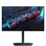 Front view of GIGABYTE MO27Q2 27-inch QHD QD-OLED gaming monitor in black, showing the display screen.