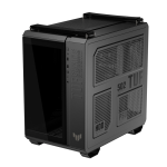 ASUS TUF Gaming GT502 Horizon panoramic black ATX PC case with RGB lighting and airflow cooling.