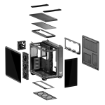 ASUS TUF Gaming GT502 Horizon black RGB gaming case with panoramic glass for custom PC builds.