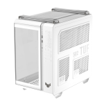 ASUS TUF GT502 Horizon white RGB gaming case with panoramic tempered glass and spacious interior.