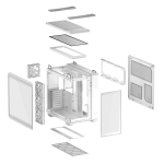 ASUS TUF Gaming GT502 Horizon panoramic white ATX PC case with RGB lighting and airflow cooling design.