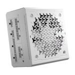 Corsair RM850e white 850W fully modular ATX power supply with 80 PLUS Gold efficiency and quiet cooling fan.