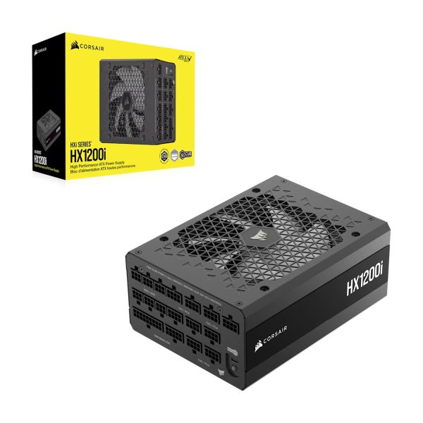 Corsair HX1200i 1200W black fully modular ATX power supply with Platinum efficiency and ultra-low noise, UK version.