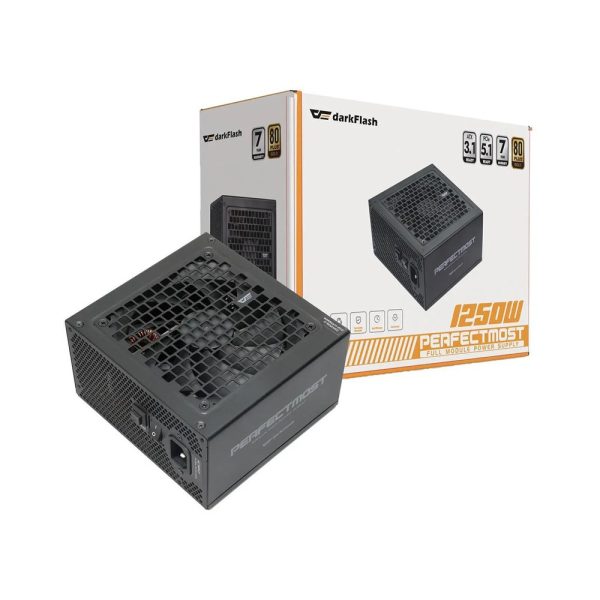 DarkFlash PMT1250 1250W 80 Plus Gold fully modular ATX 3.1 power supply with PCIe 5.1 support for high-performance gaming PCs.